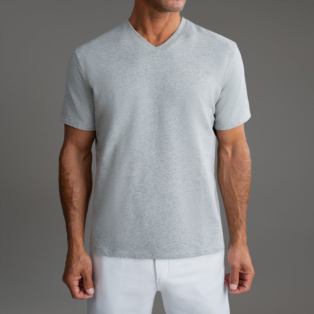 Tags:(6'0" - 180 lbs|Large) custom t-shirt tee model Tyler in Heather Gray