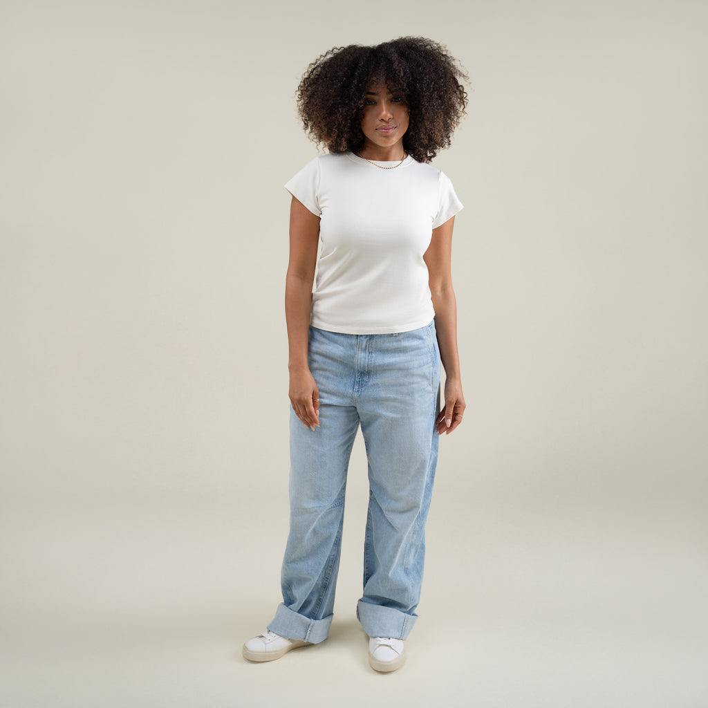 Tags:(Medium) Custom t-shirt tee model Melissa in Bone