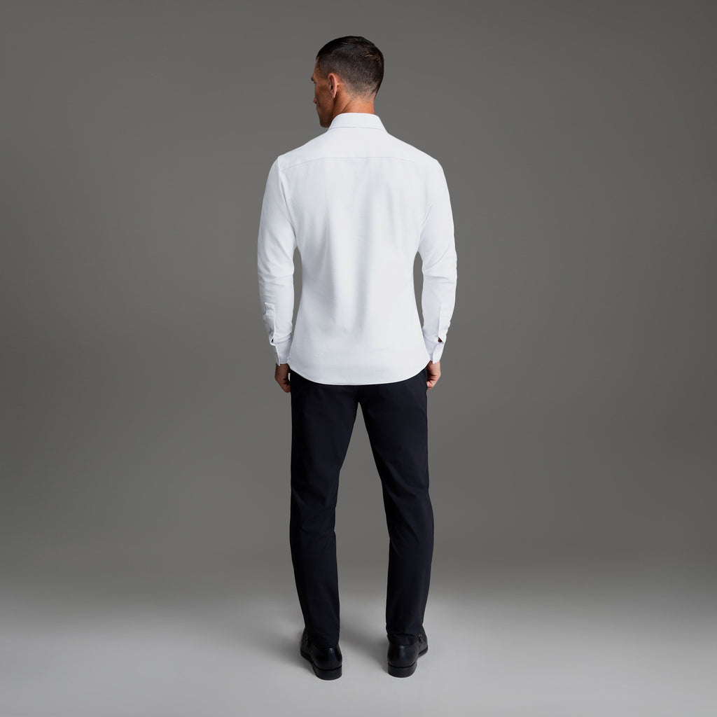 Custom Bespoke Tailored Spread Shirt model Tyler in White Emblem