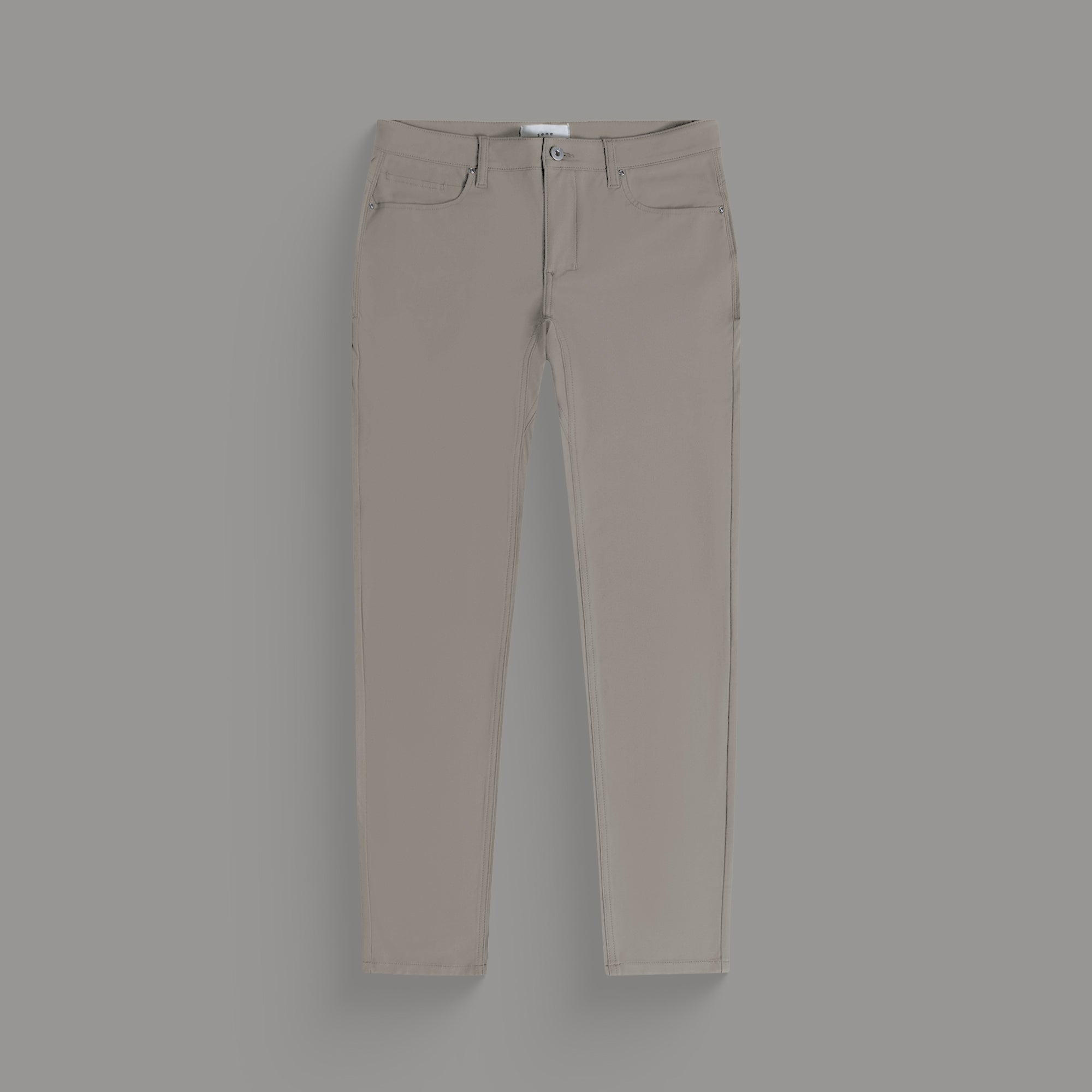 custom tech performance stretch pants model Tyler in Fog