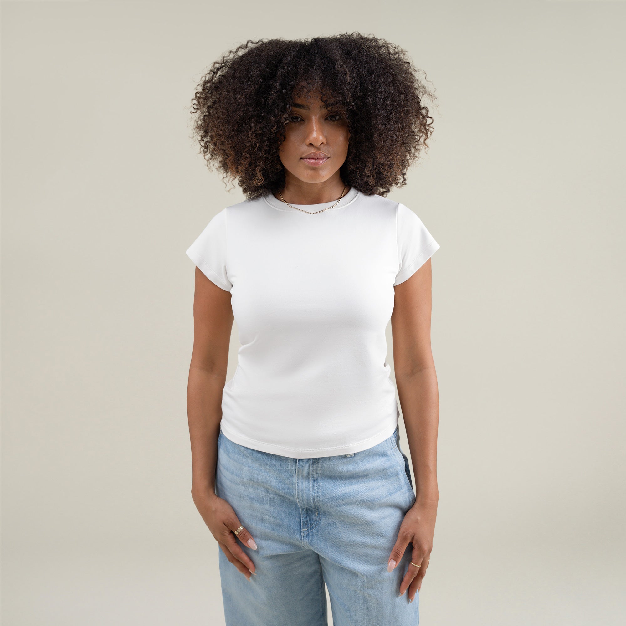 Tags:(Medium) Custom t-shirt tee model Melissa in White