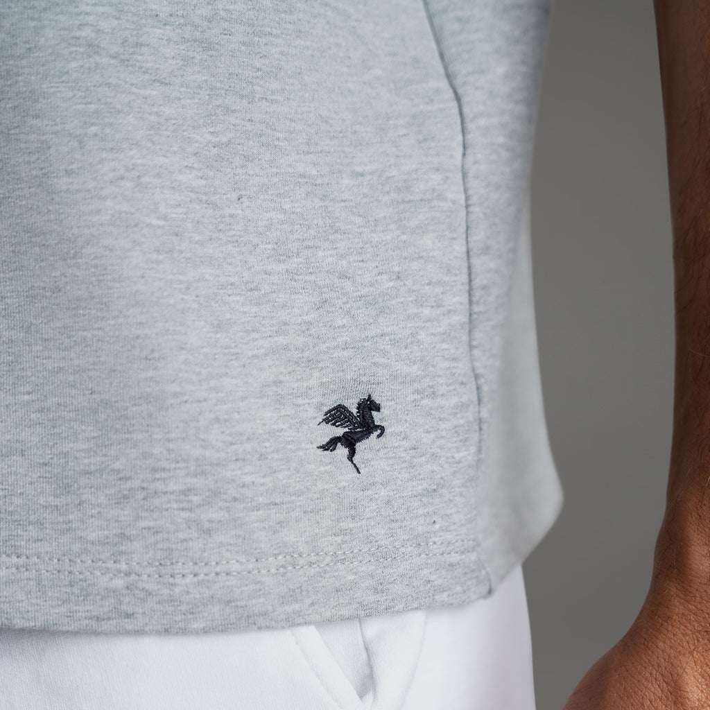 Tags:(6'0" - 180 lbs|Large) custom t-shirt tee model Tyler in Heather Gray