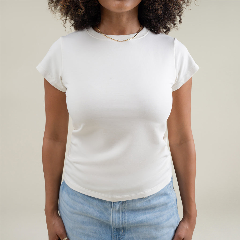 Tags:(Medium) Custom t-shirt tee model Melissa in Bone