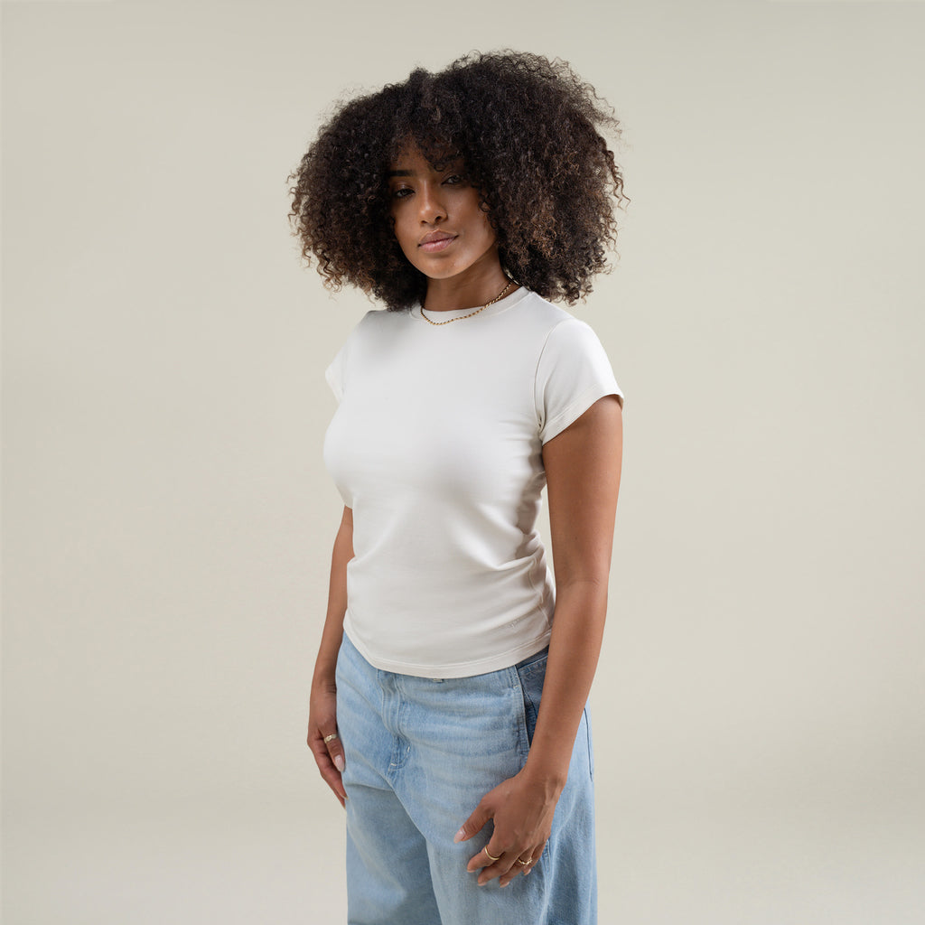 Tags:(Medium) Custom t-shirt tee model Melissa in Bone