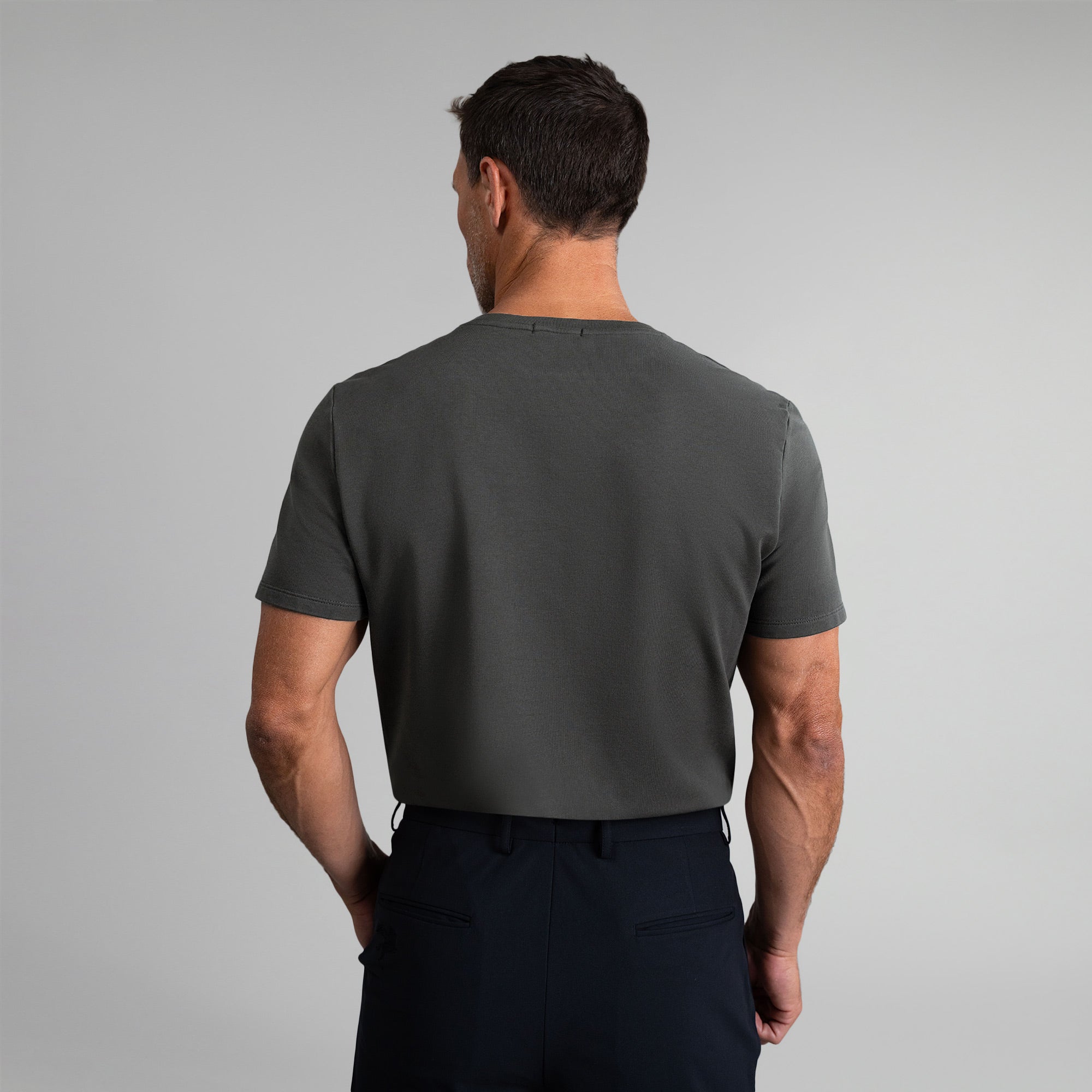 Tags:(6'0" - 180 lbs|Large) custom t-shirt tee model Tyler in Smoke
