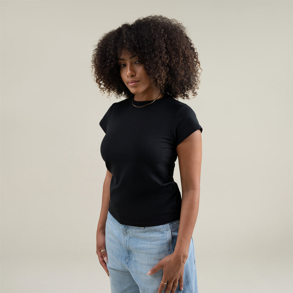Tags:(Medium) Custom t-shirt tee model Melissa in Black