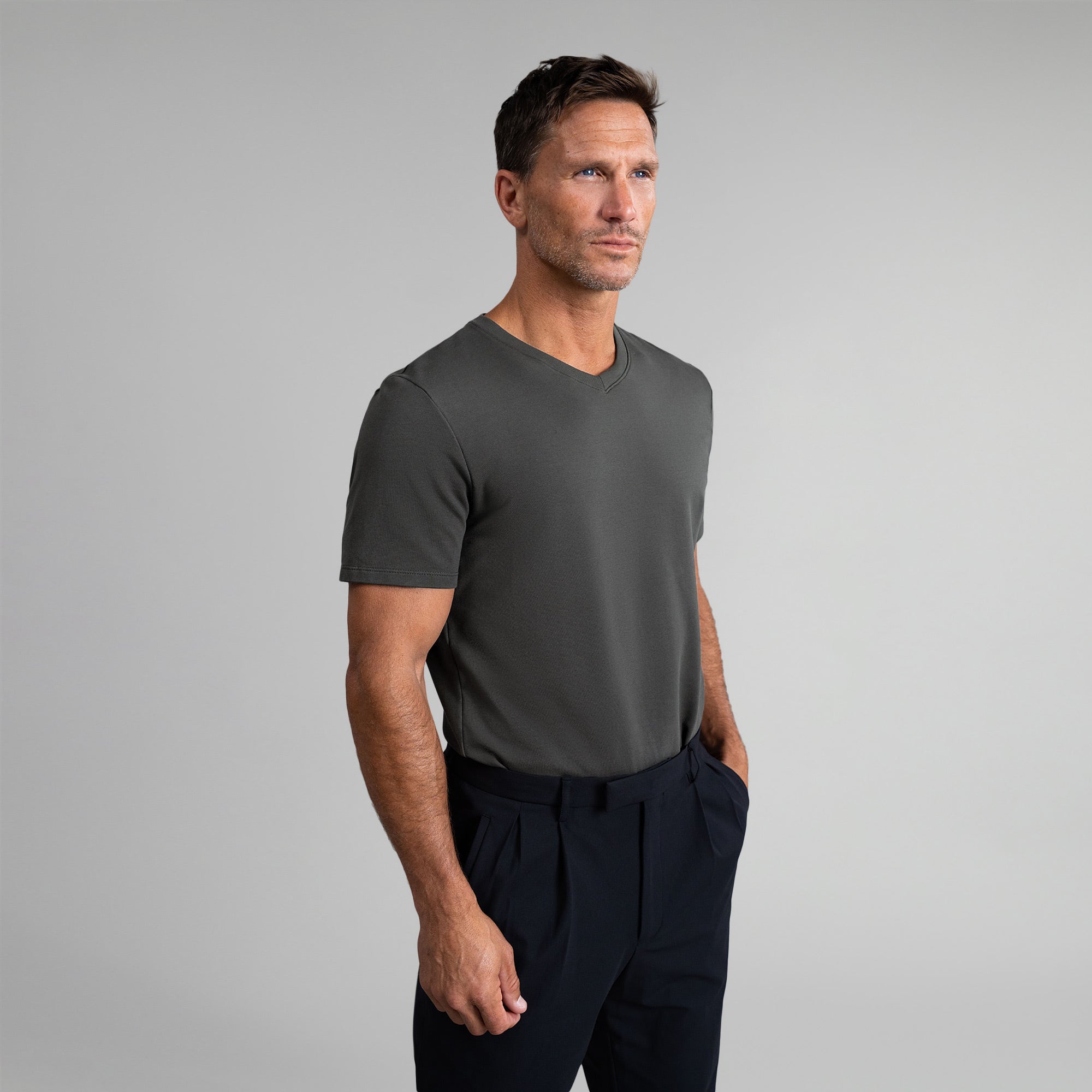 Tags:(6'0" - 180 lbs|Large) custom t-shirt tee model Tyler in Smoke