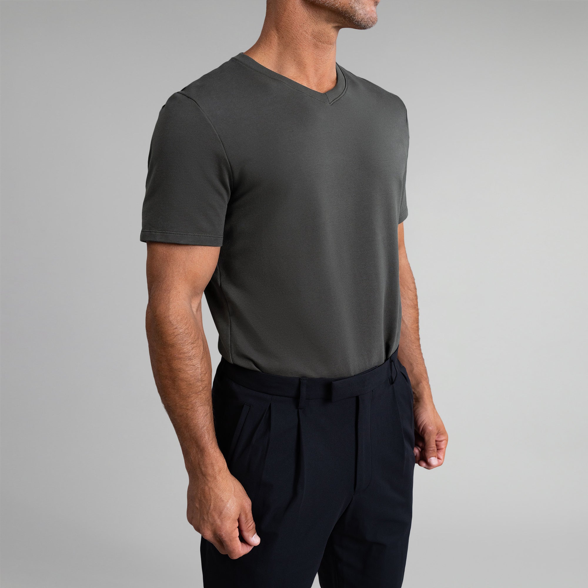 Tags:(6'0" - 180 lbs|Large) custom t-shirt tee model Tyler in Smoke