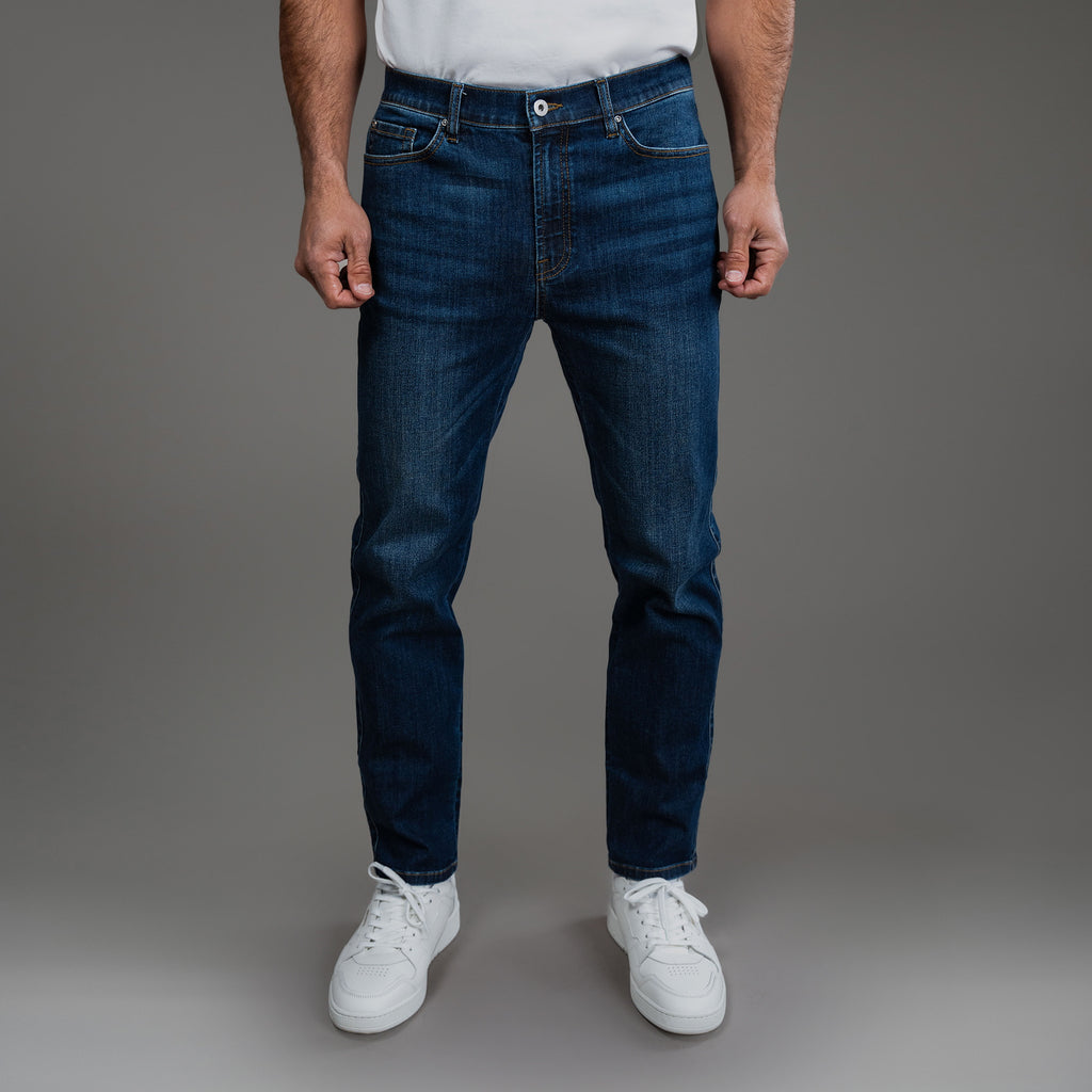 Tags:(6'0" | 180 lbs) custom men's jeans model Tyler in Sur Blue