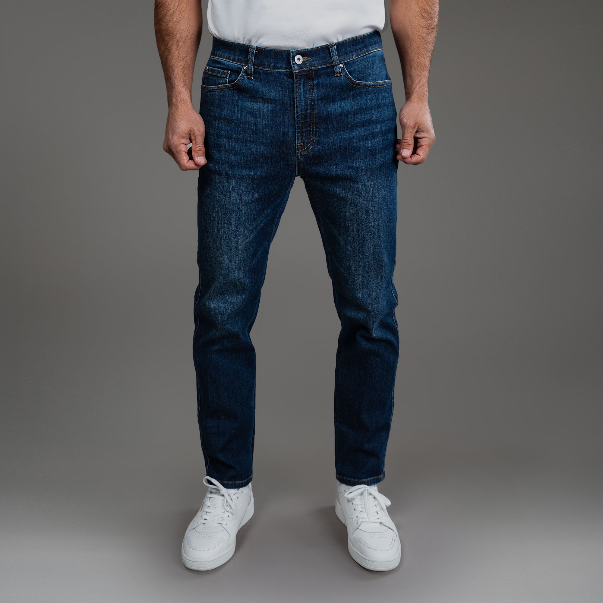 Tags:(6'0" | 180 lbs) custom men's jeans model Tyler in Sur Blue
