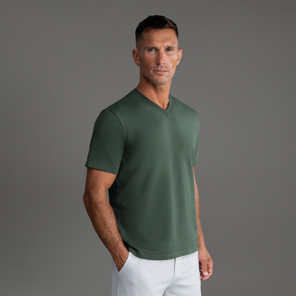 Tags:(6'0" - 180 lbs|Large) custom t-shirt tee model Tyler in Moss