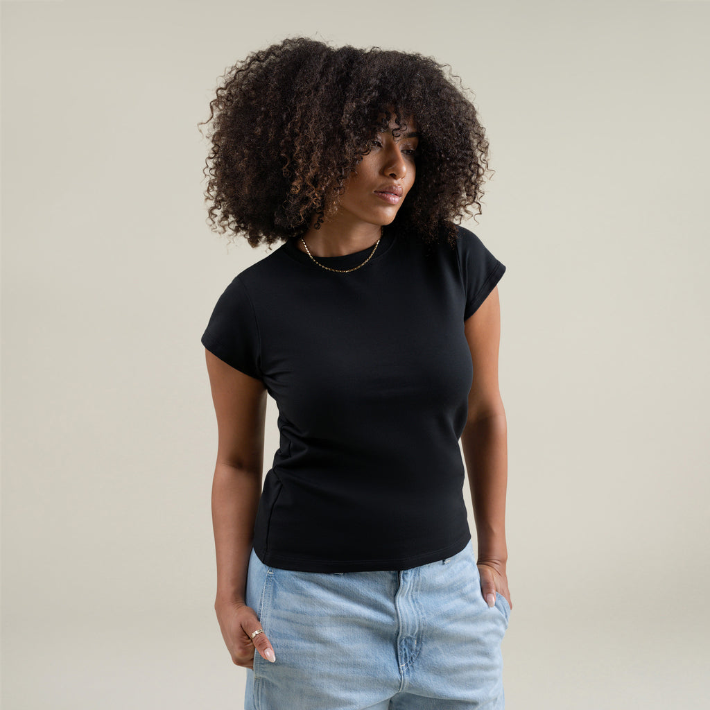 Tags:(Medium) Custom t-shirt tee model Melissa in Black