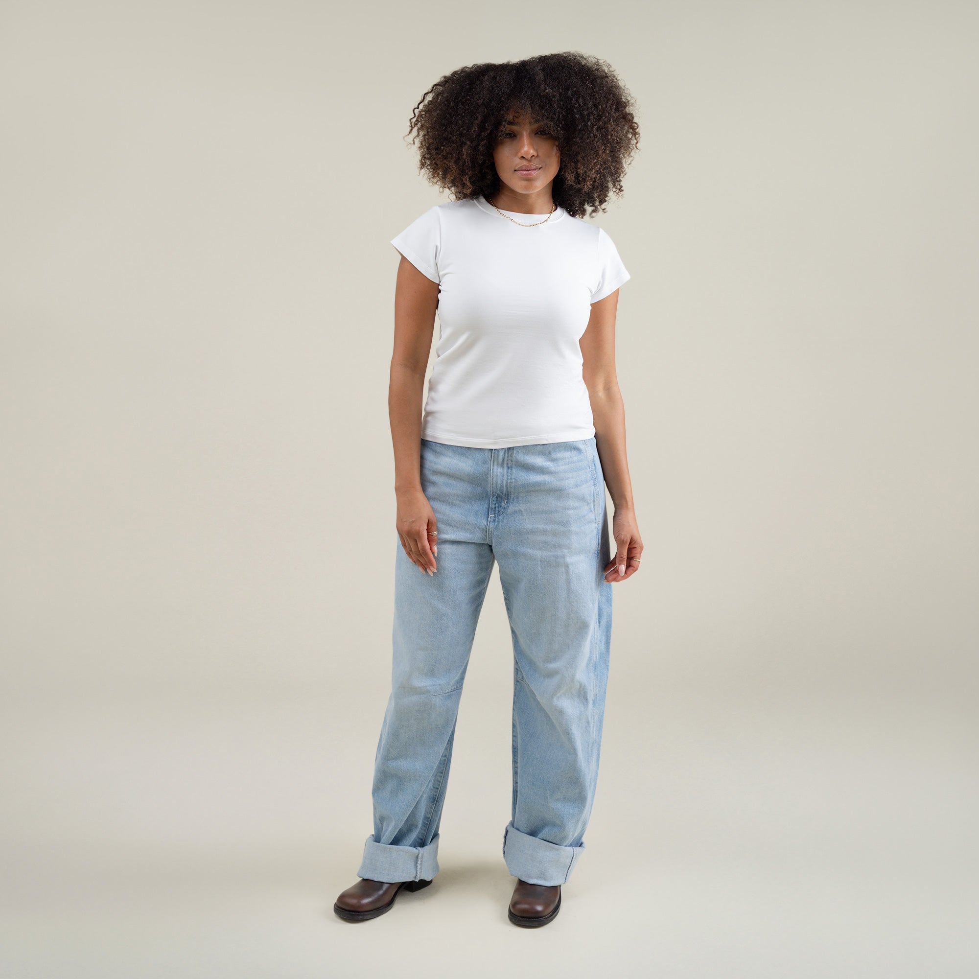 Tags:(Medium) Custom t-shirt tee model Melissa in White