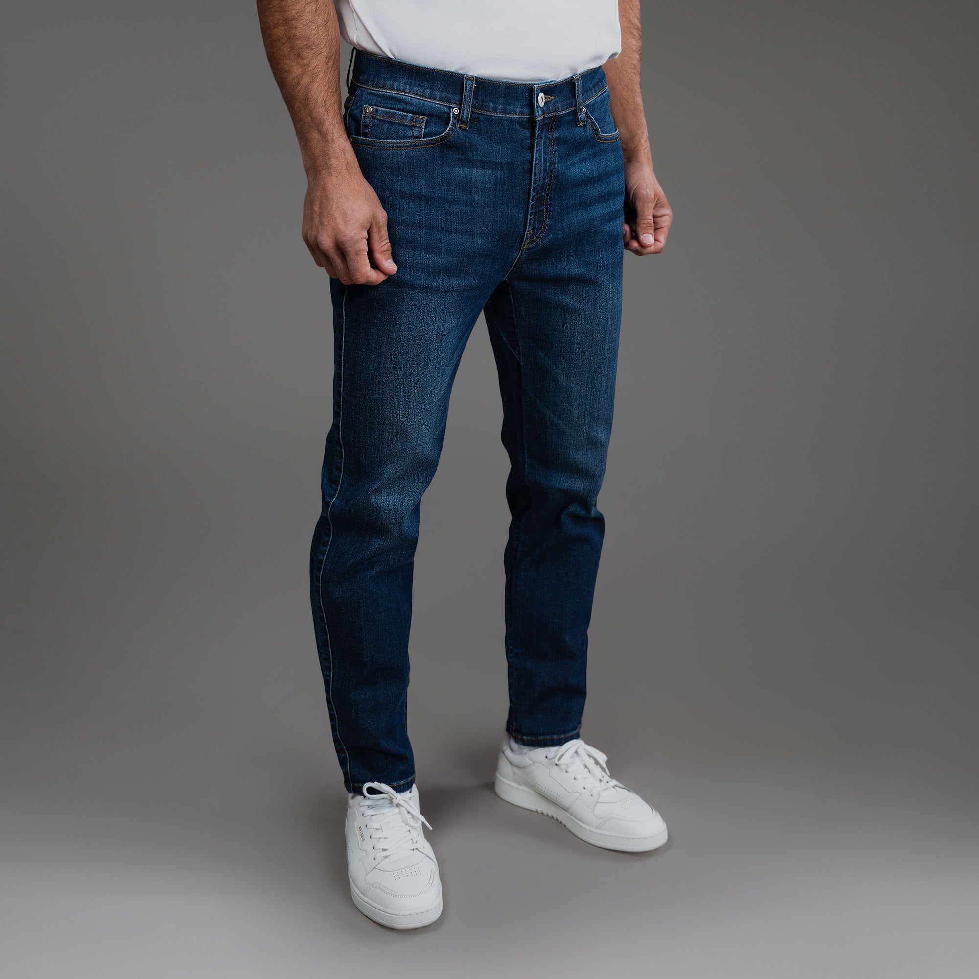 Tags:(6'0" | 180 lbs) custom men's jeans model Tyler in Sur Blue