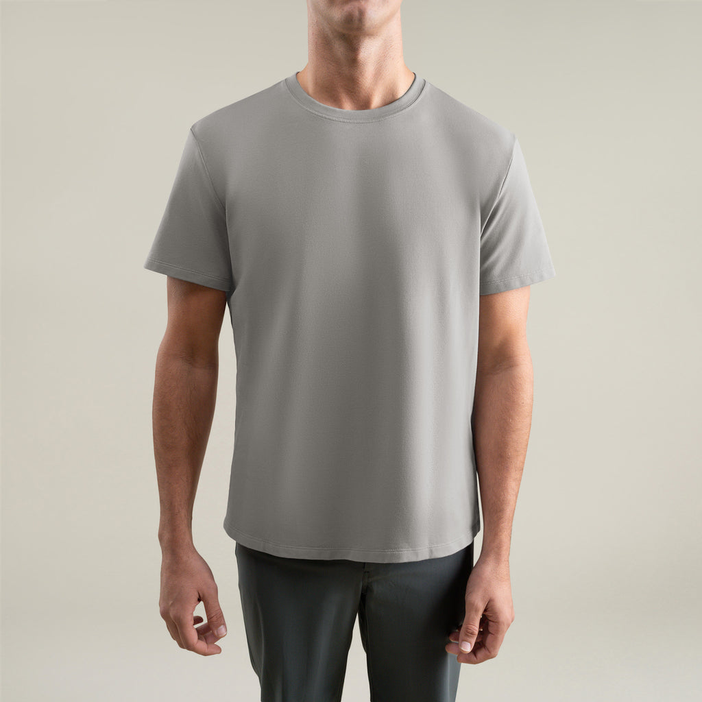 Tags:(6'1" - 165 lbs|Large) Custom t-shirt tee model Jessey in Frost Gray