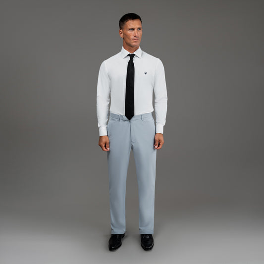 bespoke custom trousers pant chino performance technical model Tyler in Sky