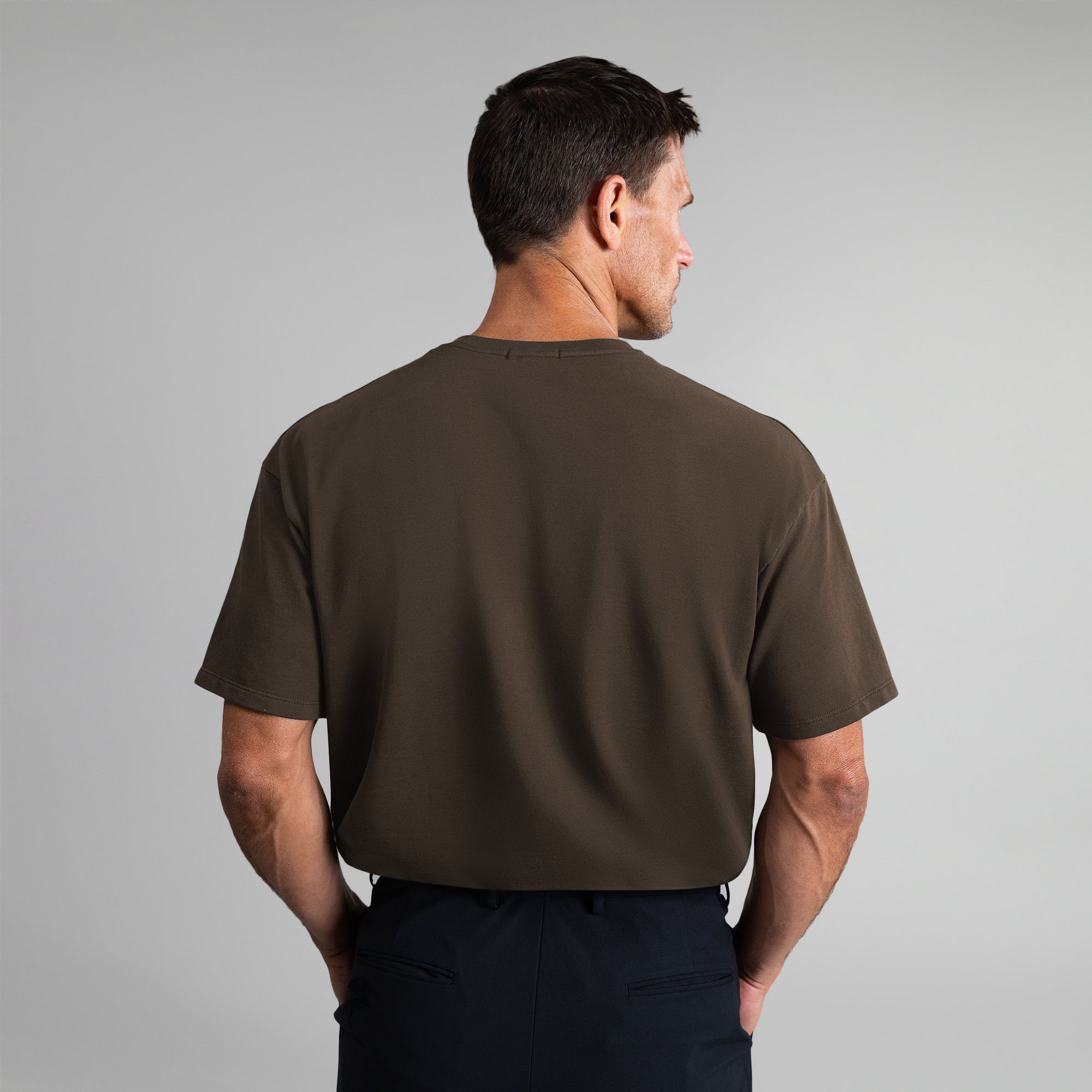 Tags:(6'0" - 180 lbs) custom t-shirt tee model Tyler in Umber