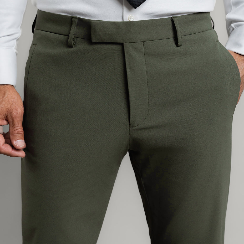 bespoke custom trousers pant chino performance technical model Tyler in Moss