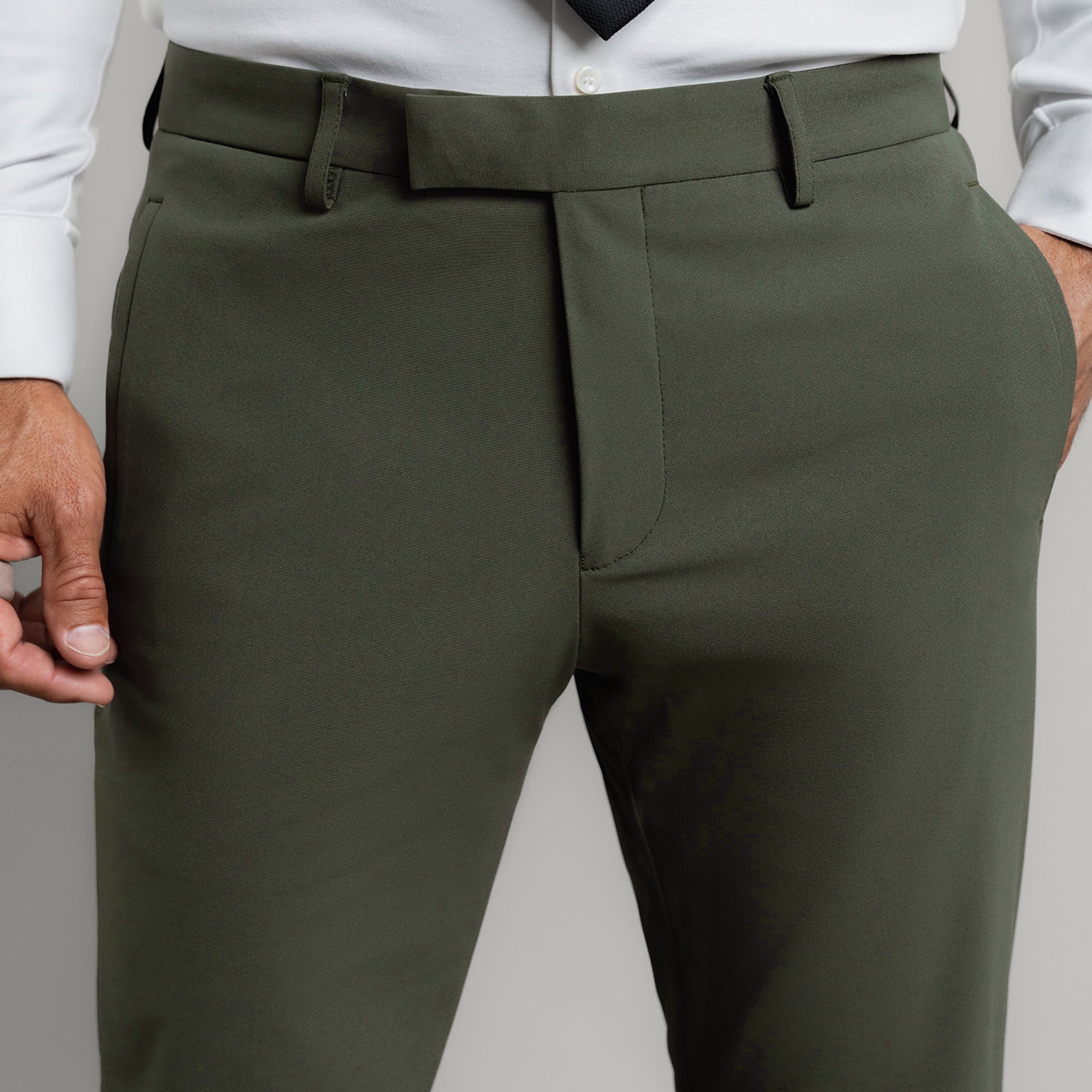 bespoke custom trousers pant chino performance technical model Tyler in Moss