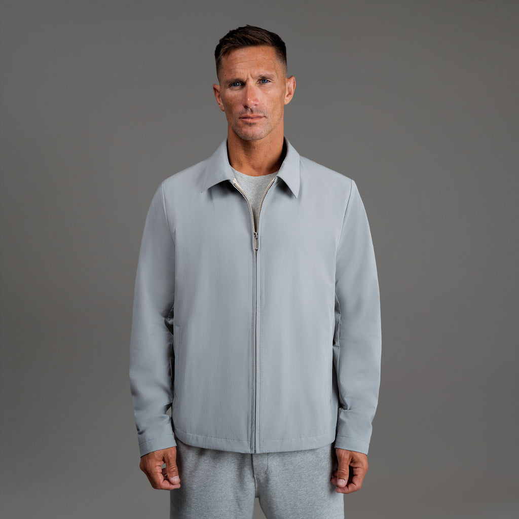 men's custom zip up jacket model Tyler in Light Gray
