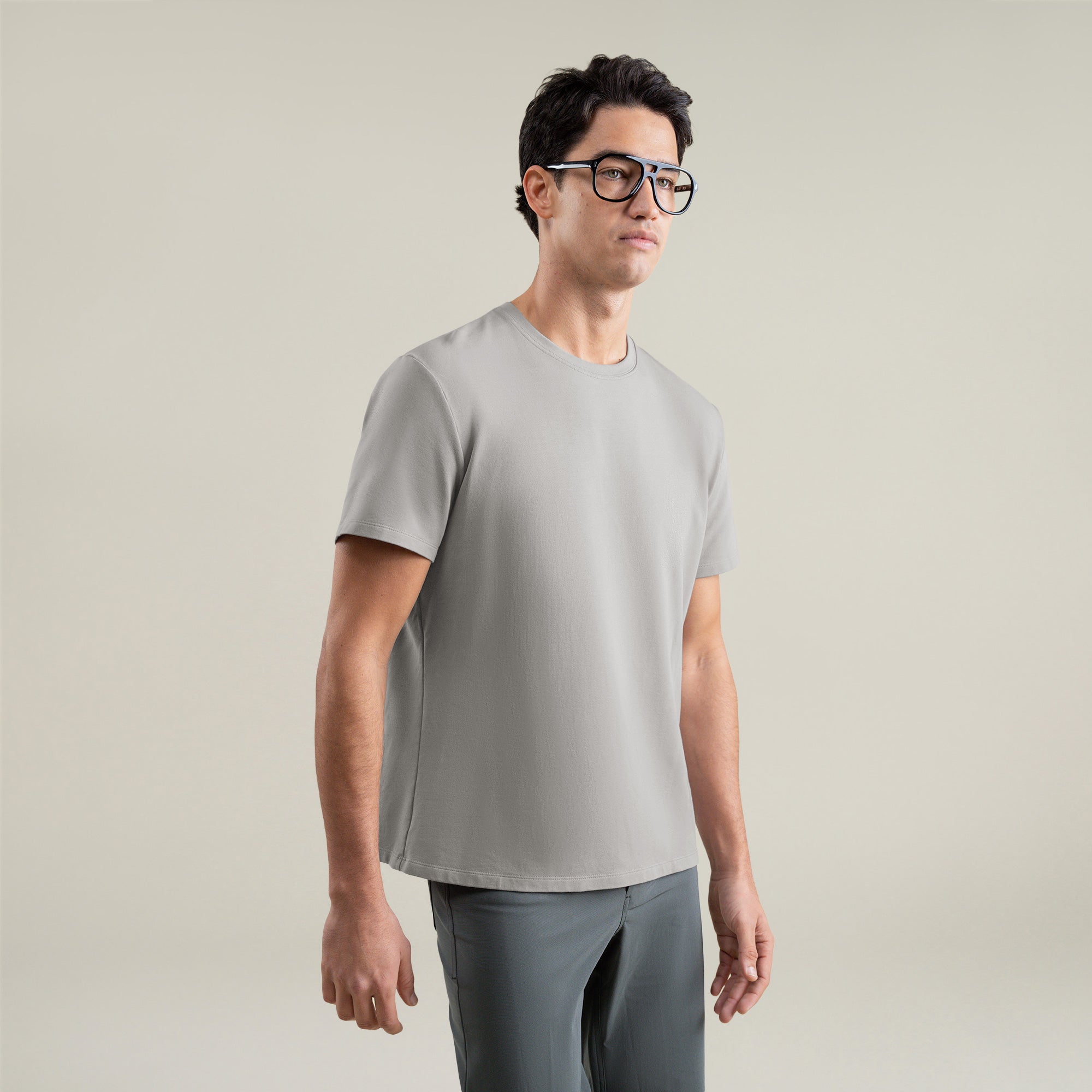 Tags:(6'1" - 165 lbs|Large) Custom t-shirt tee model Jessey in Frost Gray