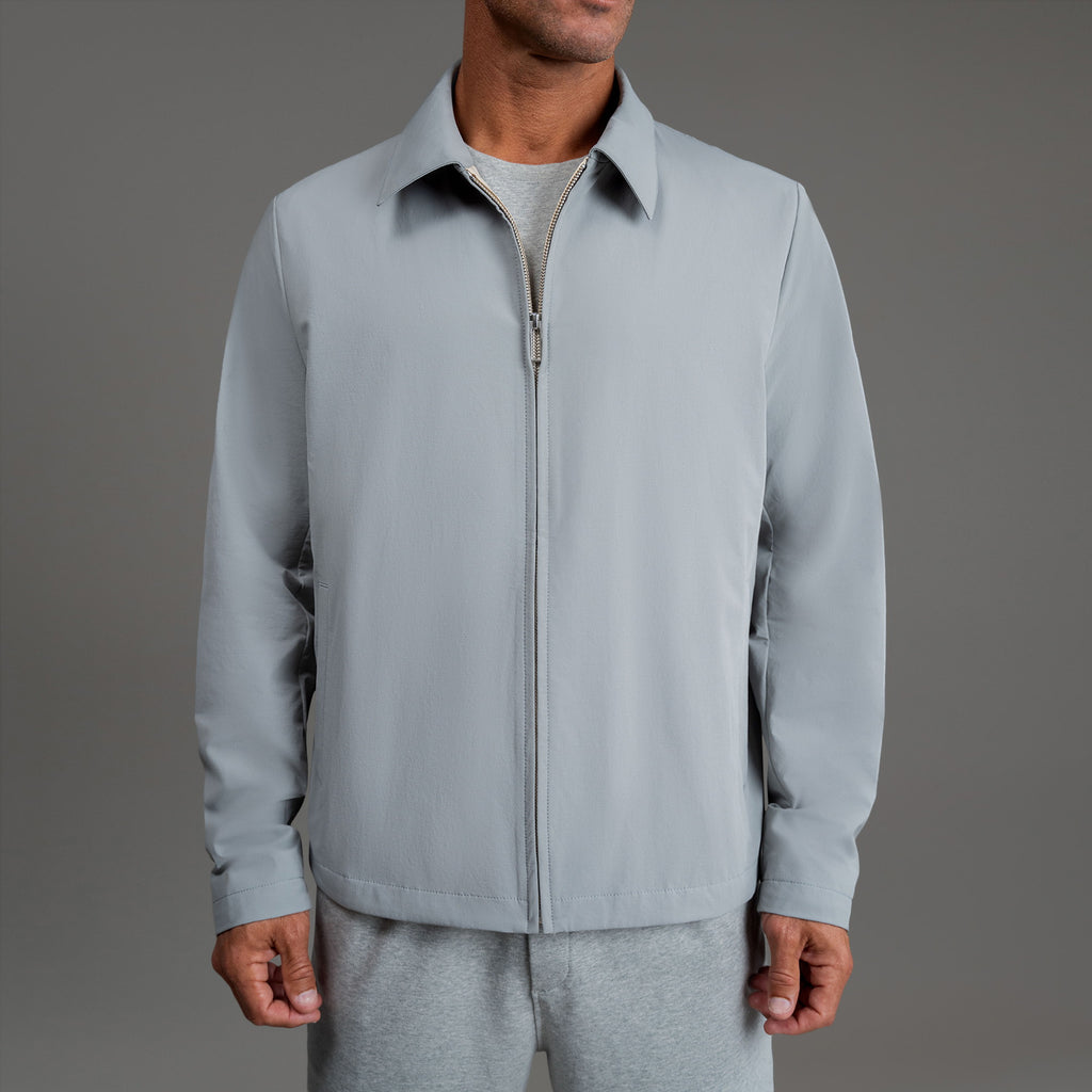 men's custom zip up jacket model Tyler in Light Gray
