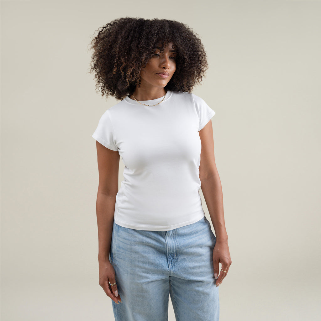 Tags:(Medium) Custom t-shirt tee model Melissa in White
