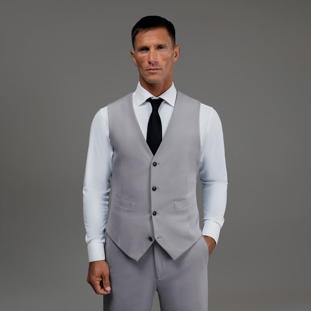 Custom suit vest model Tyler in Haze