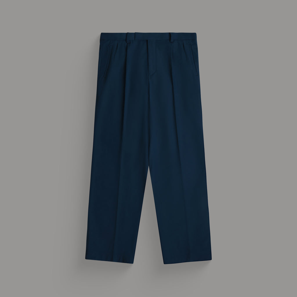 bespoke custom trousers pant chino performance technical model Tyler in Nautical Blue