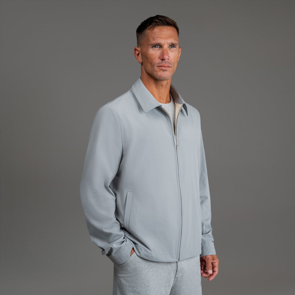 men's custom zip up jacket model Tyler in Light Gray