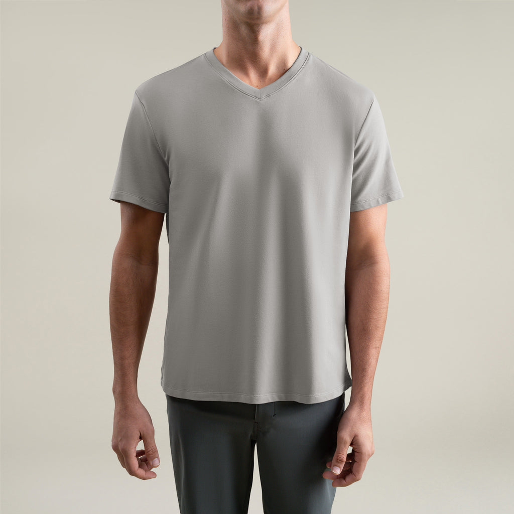 Tags:(6'1" - 165 lbs|Large)  Custom t-shirt tee model Jessey in Frost Gray