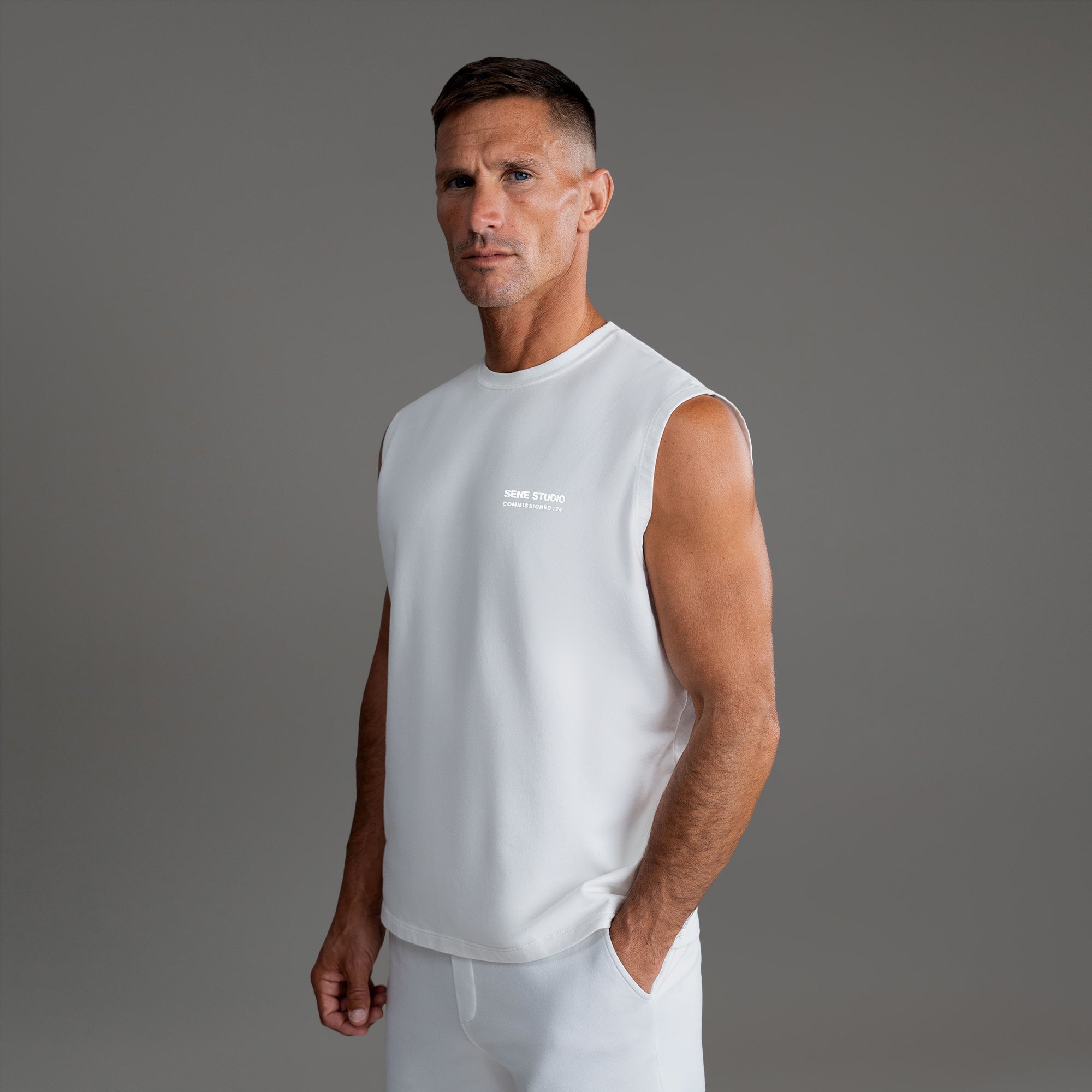 Commissioned Cumulus Tank Top - White