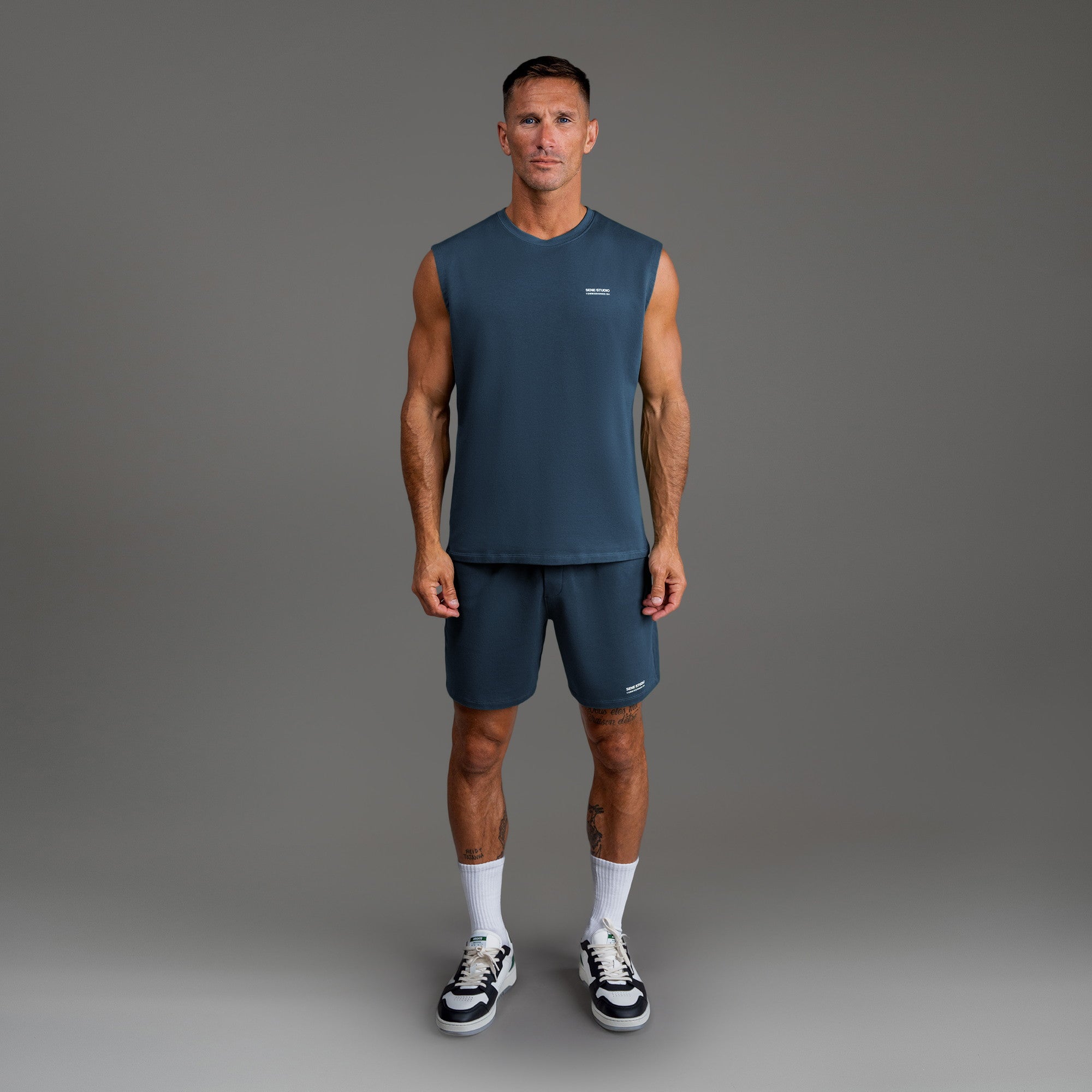 Tags:(6'0"|180 lbs) custom t-shirt tee model Tyler in Deep Sea