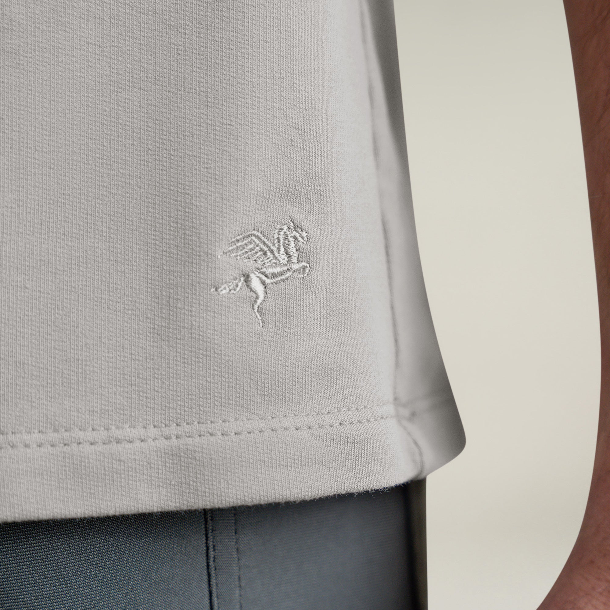 Tags:(6'1" - 165 lbs|Large)  Custom t-shirt tee model Jessey in Frost Gray