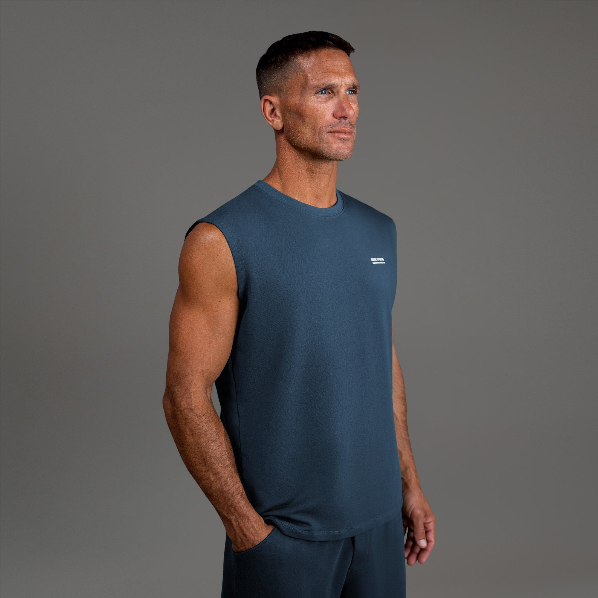 Tags:(6'0"|180 lbs) custom t-shirt tee model Tyler in Deep Sea