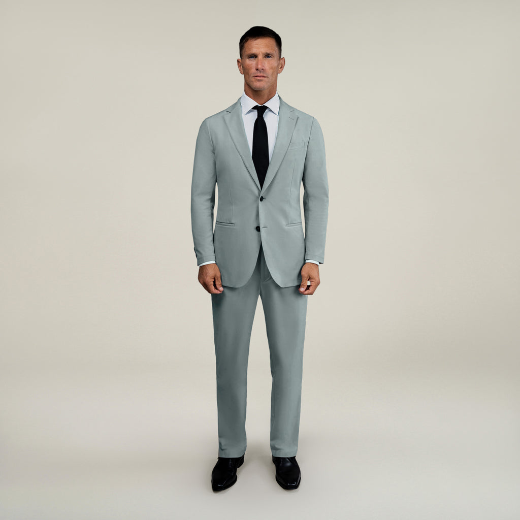 Tags:(6'0"|180 lbs) Bespoke custom athleisure technical men's suit los angeles model Tyler in Wind