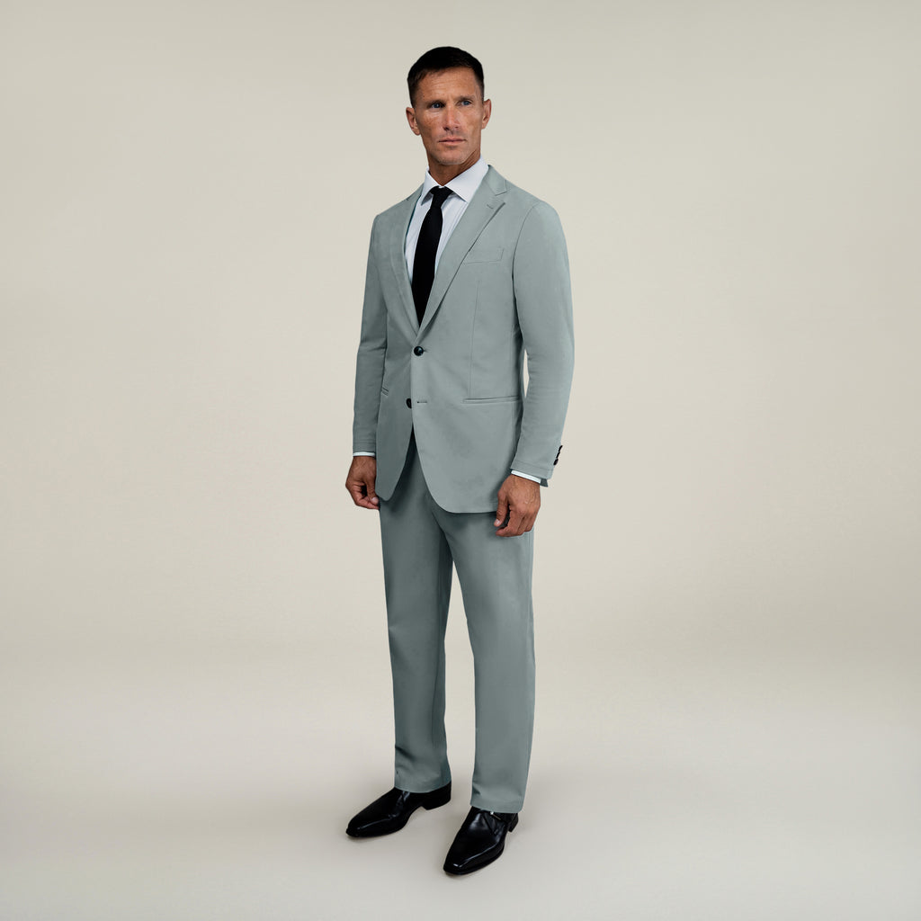 Tags:(6'0"|180 lbs) Bespoke custom athleisure technical men's suit los angeles model Tyler in Wind