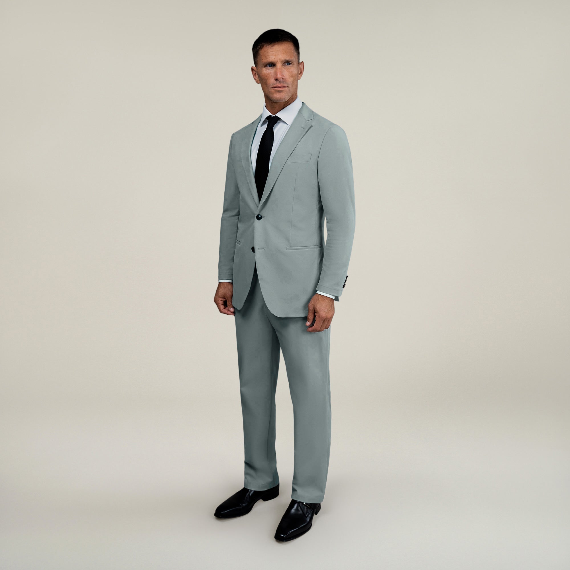 Tags:(6'0"|180 lbs) Bespoke custom athleisure technical men's suit los angeles model Tyler in Wind