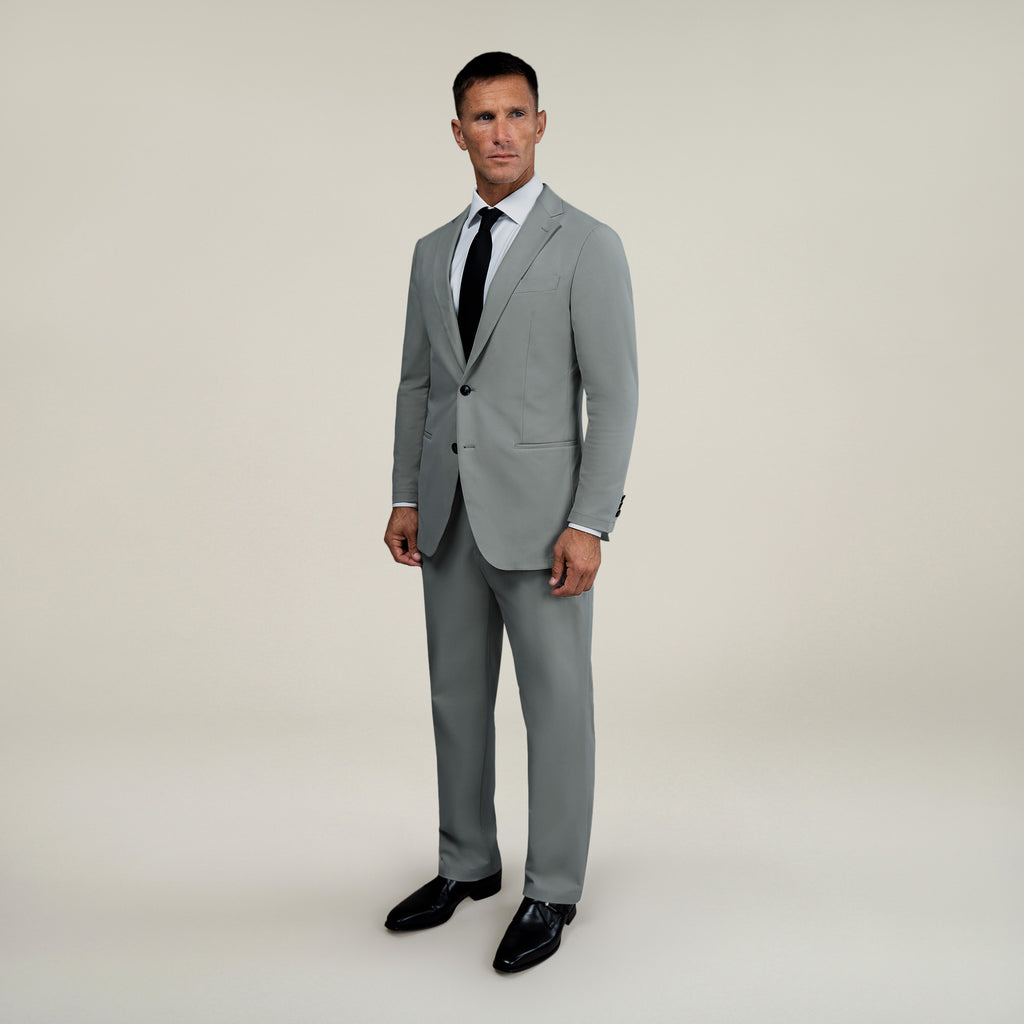 Tags:(6'0"|180 lbs) Bespoke custom athleisure technical men's suit los angeles model Tyler in Wind