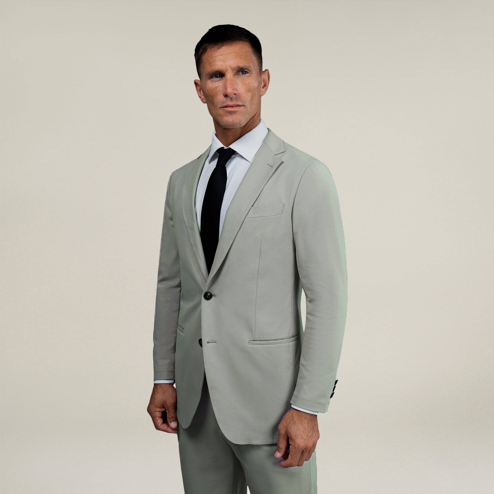 Bespoke custom athleisure technical men's suit model Tyler in Sterling