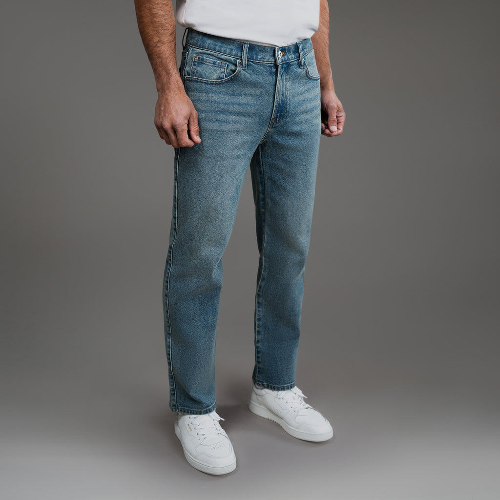 sizeless bespoke custom jeans model Tyler in Indigo Dune