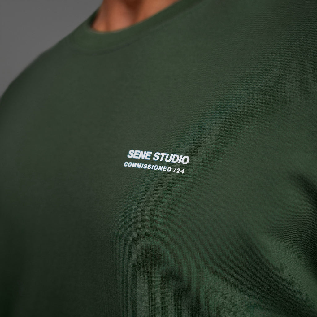 Tags:(6'0" - 180 lbs|Medium) custom t-shirt tee model Tyler in Moss