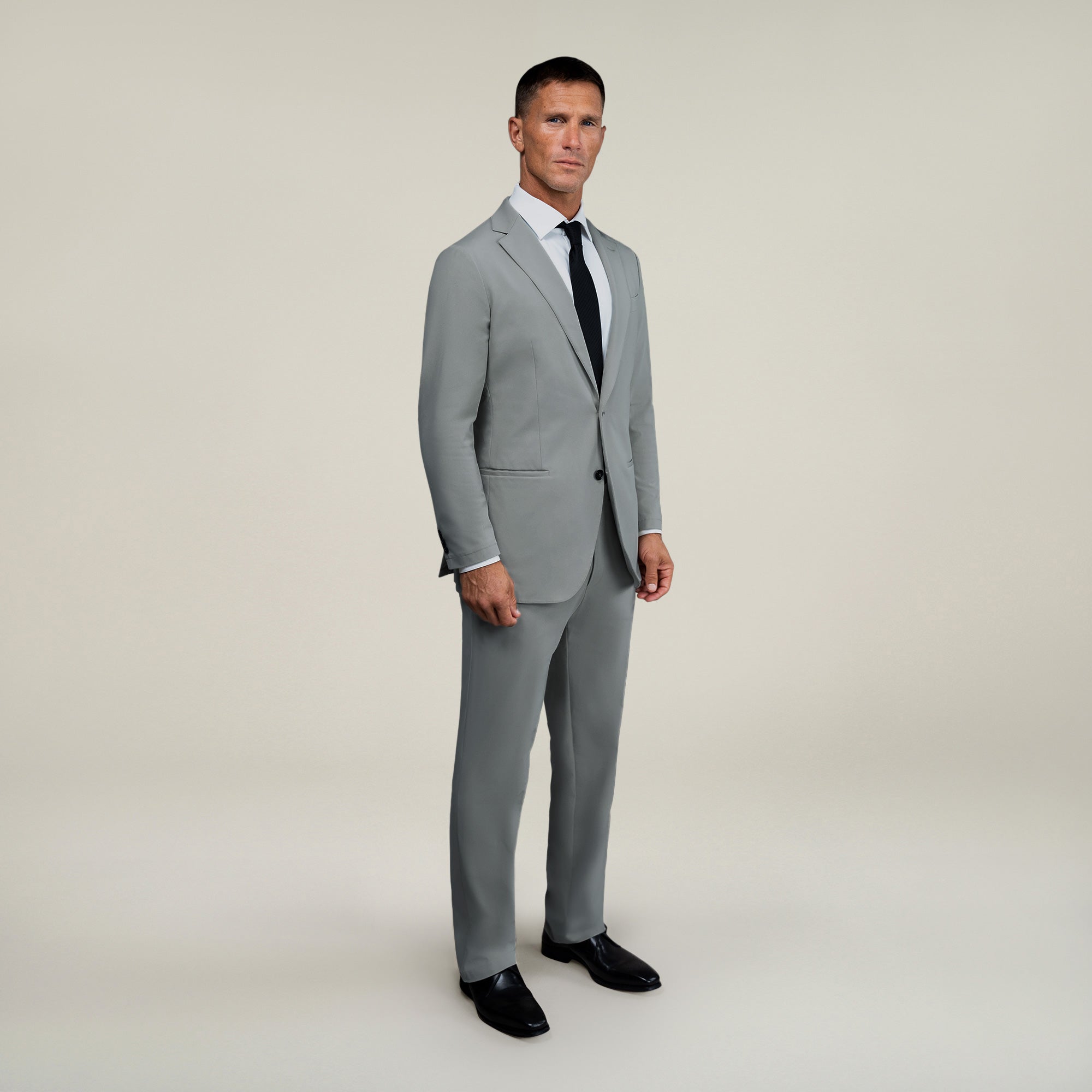 Tags:(6'0"|180 lbs) Bespoke custom athleisure technical men's suit los angeles model Tyler in Wind