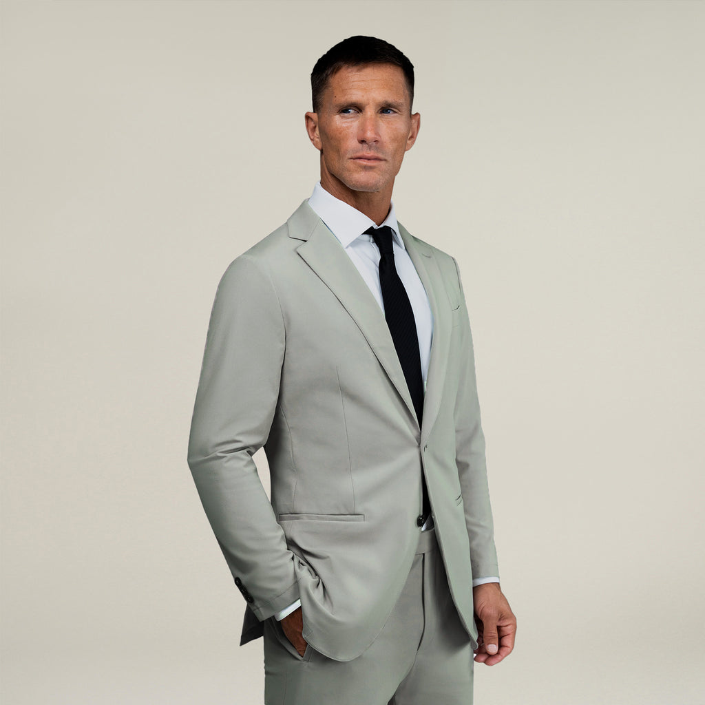 Bespoke custom athleisure technical men's suit model Tyler in Sterling