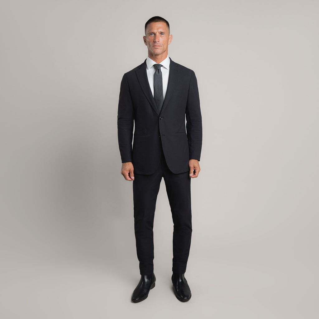 Bespoke custom athleisure technical men's suit los angeles model Tyler in Black