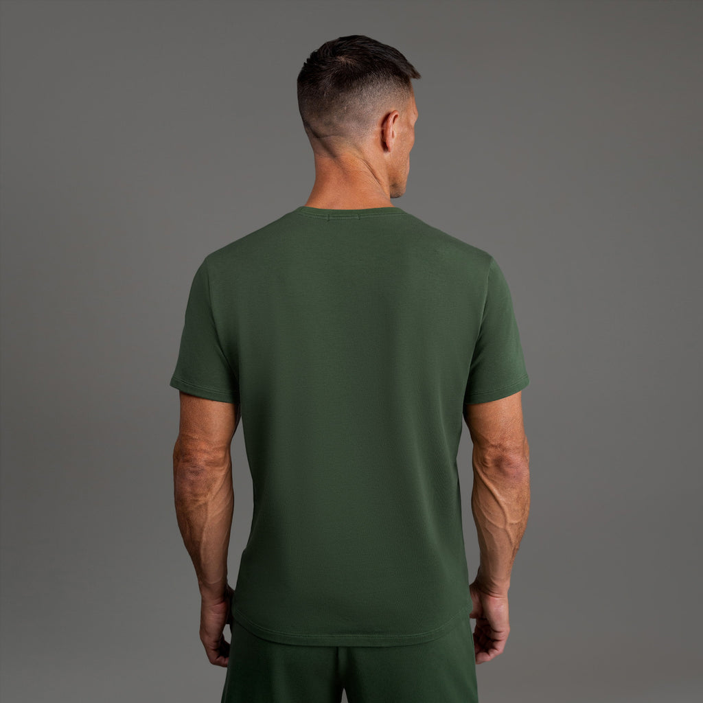 Tags:(6'0" - 180 lbs|Medium) custom t-shirt tee model Tyler in Moss