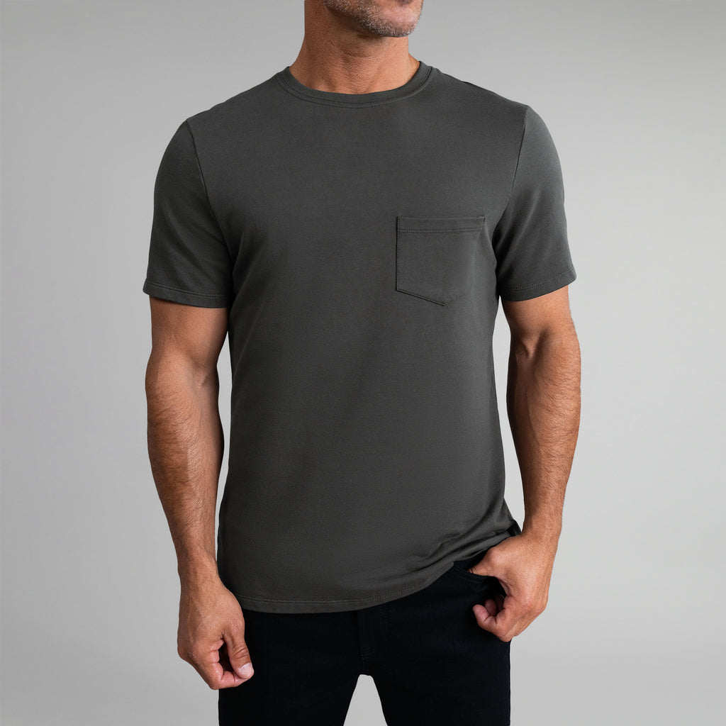 Tags:(6'0" - 180 lbs|Medium) custom t-shirt tee model Tyler in Smoke