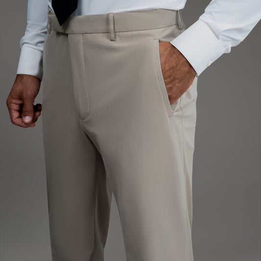 bespoke custom trousers pant chino performance technical model Tyler in Fog