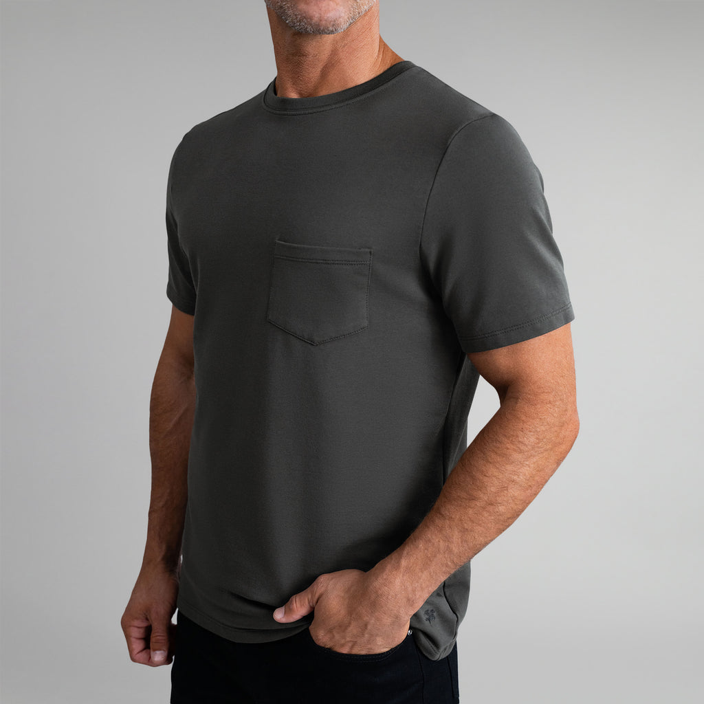 Tags:(6'0" - 180 lbs|Medium) custom t-shirt tee model Tyler in Smoke