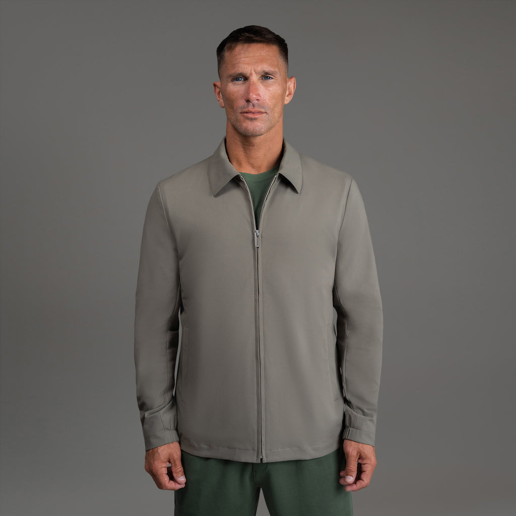 men's custom zip up jacket model Tyler in Olive